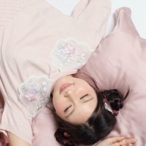 JOY - Miko Floral Embellishment Knit Top in Pastel Pink - Image 1