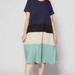 Ivon Colourblock Dress in Blue - Image 4