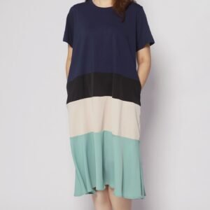 Ivon Colourblock Dress in Blue - Image 1