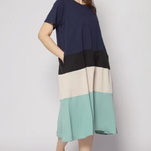 Ivon Colourblock Dress in Blue - Image 2