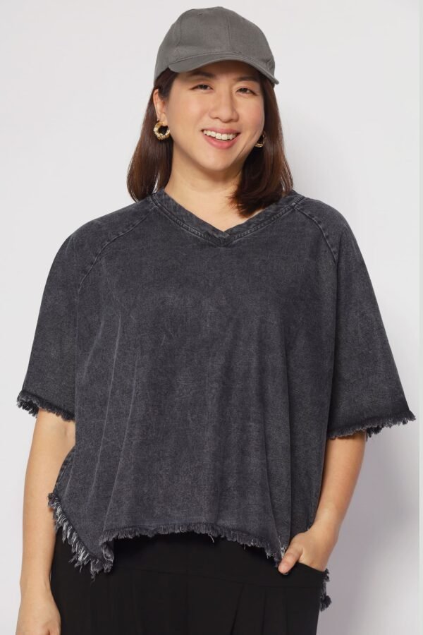 Johan Fringe Top in Black Denim - Image 7