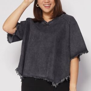 Johan Fringe Top in Black Denim - Image 1