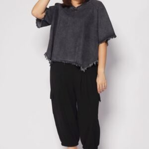 Johan Fringe Top in Black Denim - Image 3
