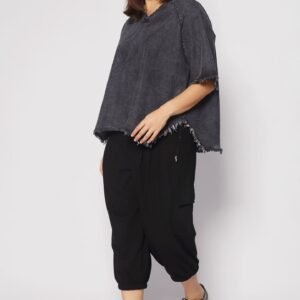 Johan Fringe Top in Black Denim - Image 4