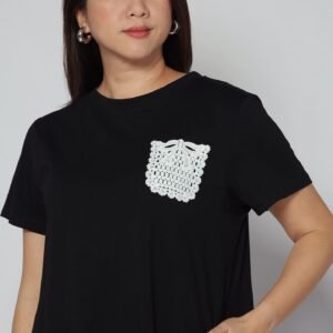 Backorders Louisa Crochet Pocket Dress in Black - Image 2