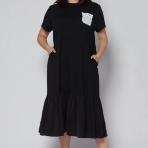 Backorders Louisa Crochet Pocket Dress in Black - Image 1