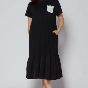 Backorders Louisa Crochet Pocket Dress in Black - Image 4