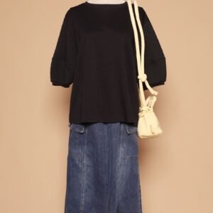PO - Yuan Embossed Sleeves Top in Black - Image 1