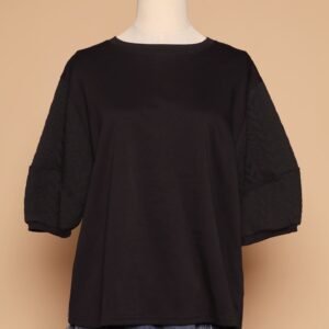 PO - Yuan Embossed Sleeves Top in Black - Image 2