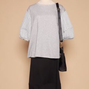 PO - Yuan Embossed Sleeves Top in Grey - Image 3