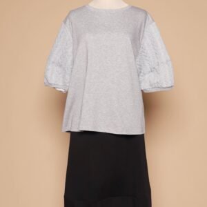 PO - Yuan Embossed Sleeves Top in Grey - Image 4