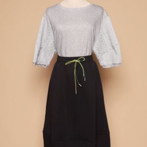 PO - Yuan Embossed Sleeves Top in Grey - Image 1