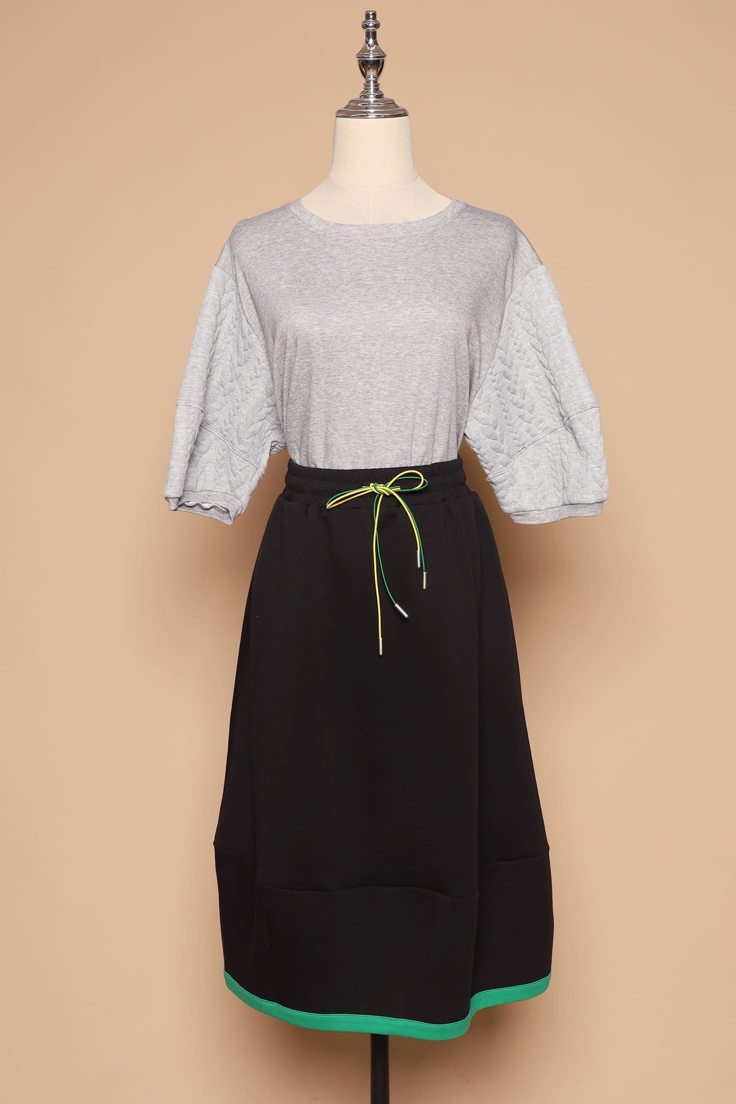 PO - Yuan Embossed Sleeves Top in Grey - Image 1