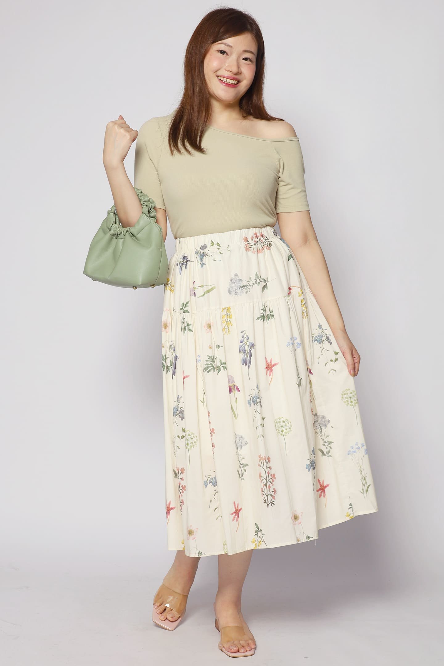 Zann Floral Skirt in Cream - Image 4
