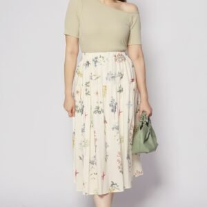 Zann Floral Skirt in Cream - Image 1
