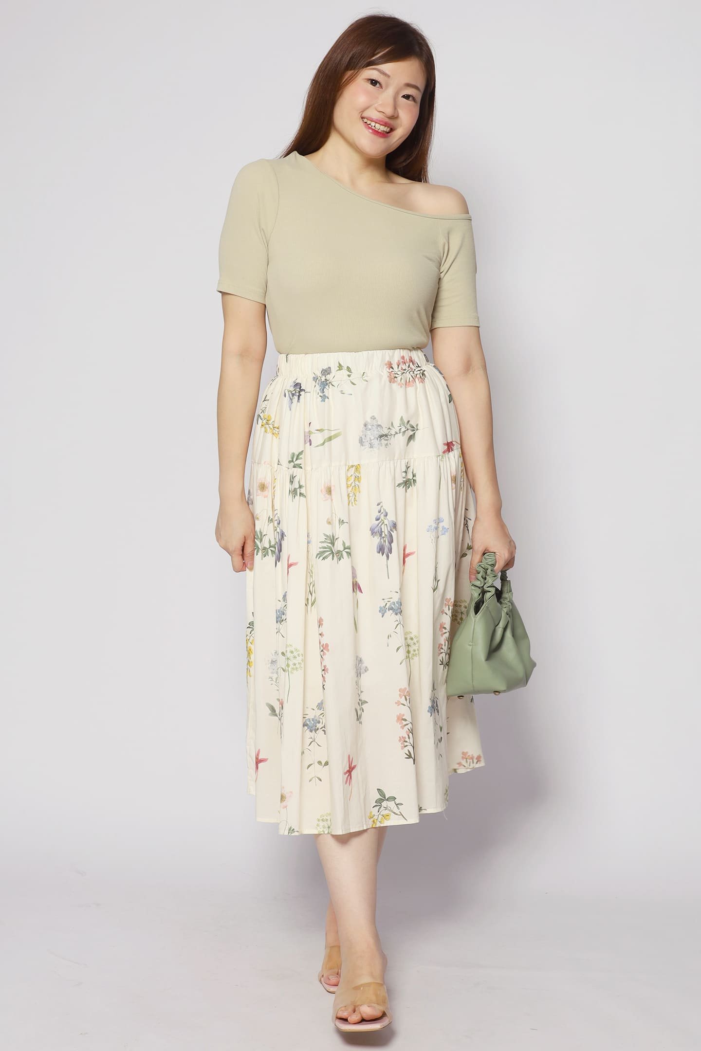 Zann Floral Skirt in Cream - Image 1
