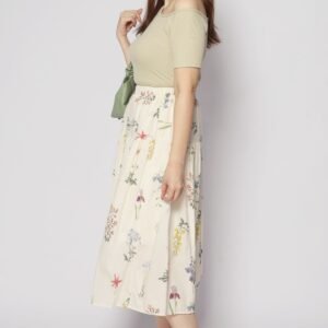 Zann Floral Skirt in Cream - Image 5
