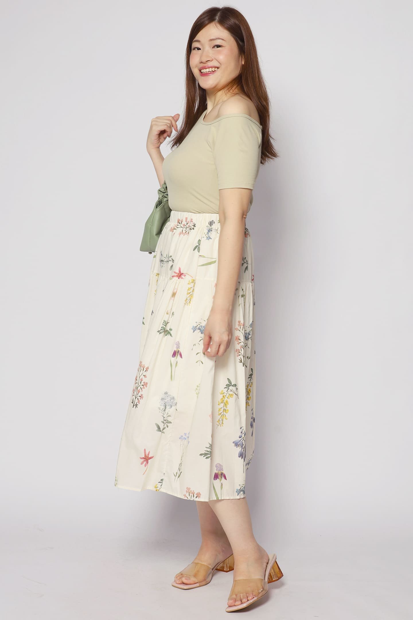 Zann Floral Skirt in Cream - Image 5