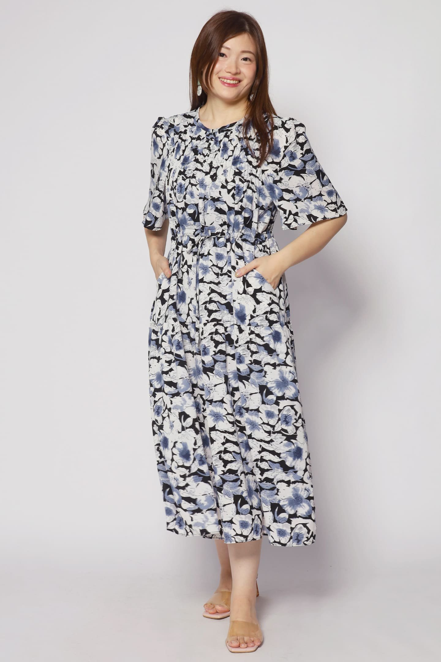 Astha Dress in Blue Floral - Image 1