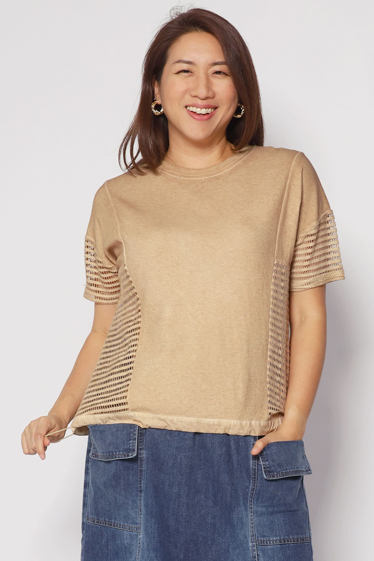 Briggs Netted Top in Brown - Image 1