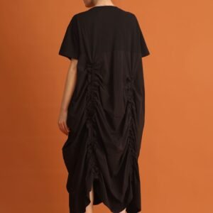 CHOSEN - Jiwon Ruched Drawstring Dress in Black - Image 10