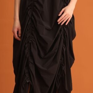 CHOSEN - Jiwon Ruched Drawstring Dress in Black - Image 11