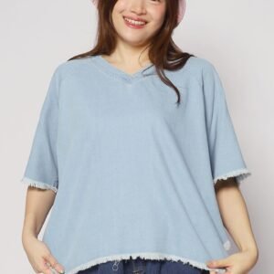 Johan Fringe Top in Blue Denim - Image 7