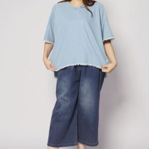 Johan Fringe Top in Blue Denim - Image 3