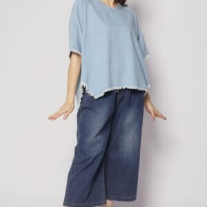 Johan Fringe Top in Blue Denim - Image 4