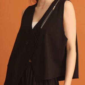 CHOSEN - Joo Zipper Vest in Black - Image 9