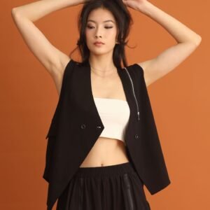 CHOSEN - Joo Zipper Vest in Black - Image 3