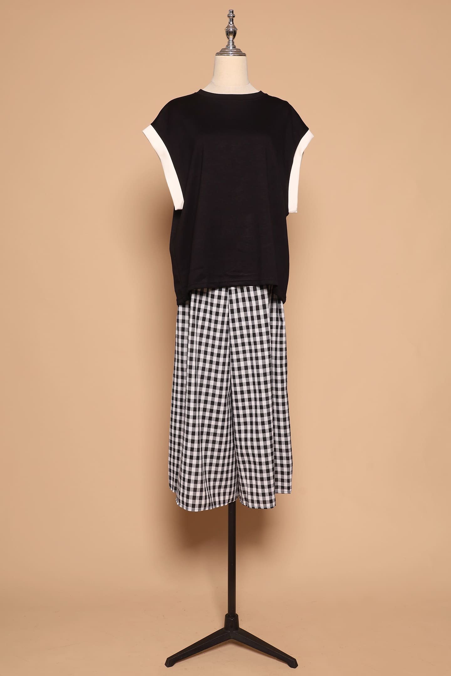PO - Jun 2 in 1 Top and Checkered Culottes Set - Image 7