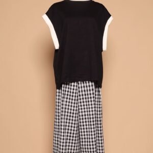 PO - Jun 2 in 1 Top and Checkered Culottes Set - Image 1