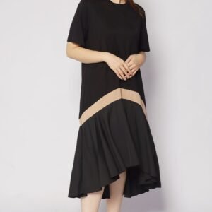 Leigh Colourblock Dress in Black - Image 4