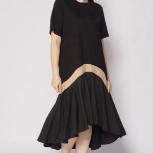 Leigh Colourblock Dress in Black - Image 1