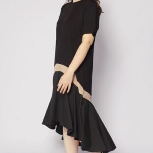 Leigh Colourblock Dress in Black - Image 2