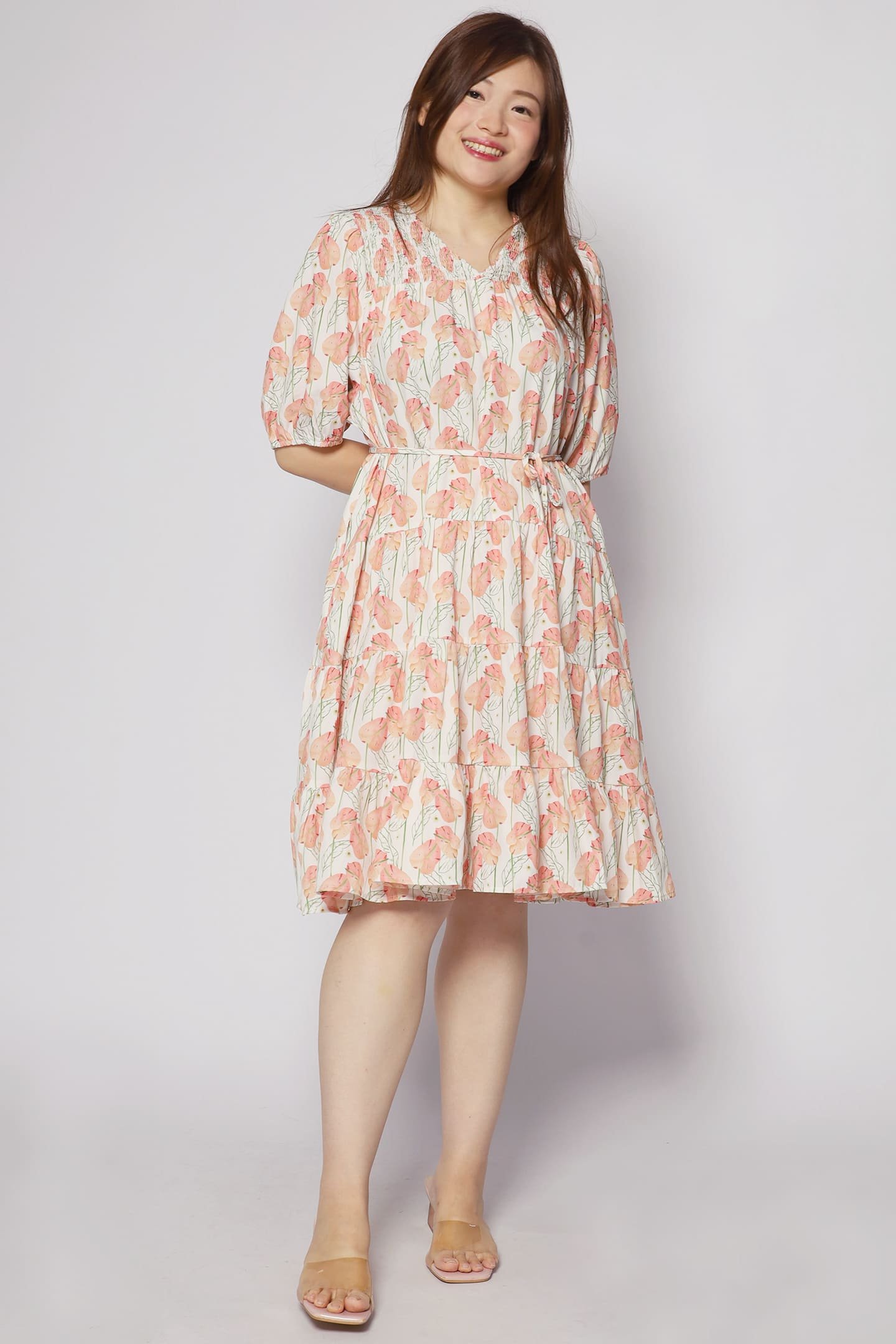 Melbourne Dress in Peach Spring - Image 1
