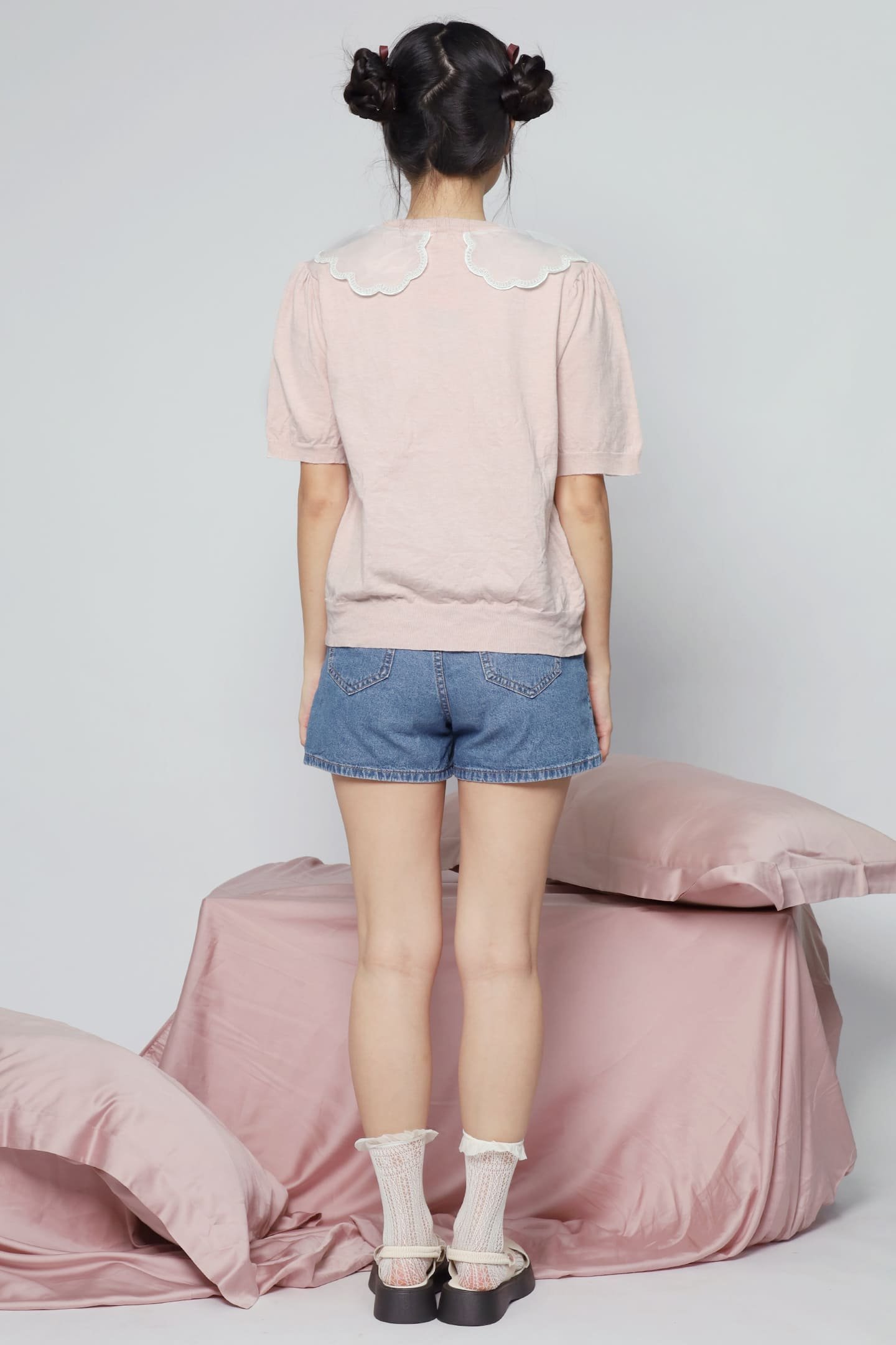 JOY - Miko Floral Embellishment Knit Top in Pastel Pink - Image 10