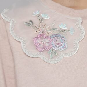 JOY - Miko Floral Embellishment Knit Top in Pastel Pink - Image 8