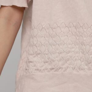 JOY - Miko Floral Embellishment Knit Top in Pastel Pink - Image 9