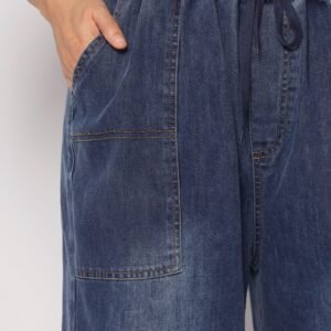 Onyx Denim Drawstring Pants - Image 7