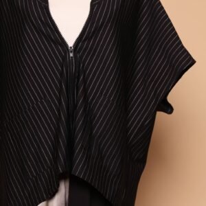 PO - Ryanne Zipper Jacket in Black Stripes - Image 4