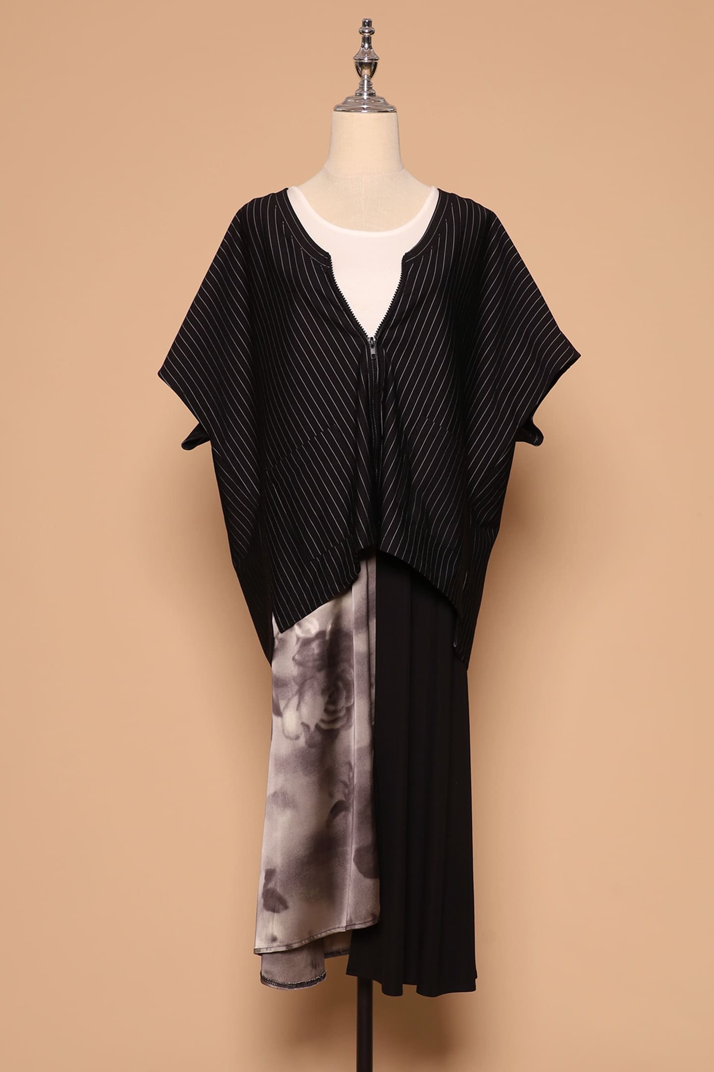 PO - Ryanne Zipper Jacket in Black Stripes - Image 1