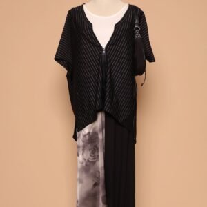 PO - Ryanne Zipper Jacket in Black Stripes - Image 5