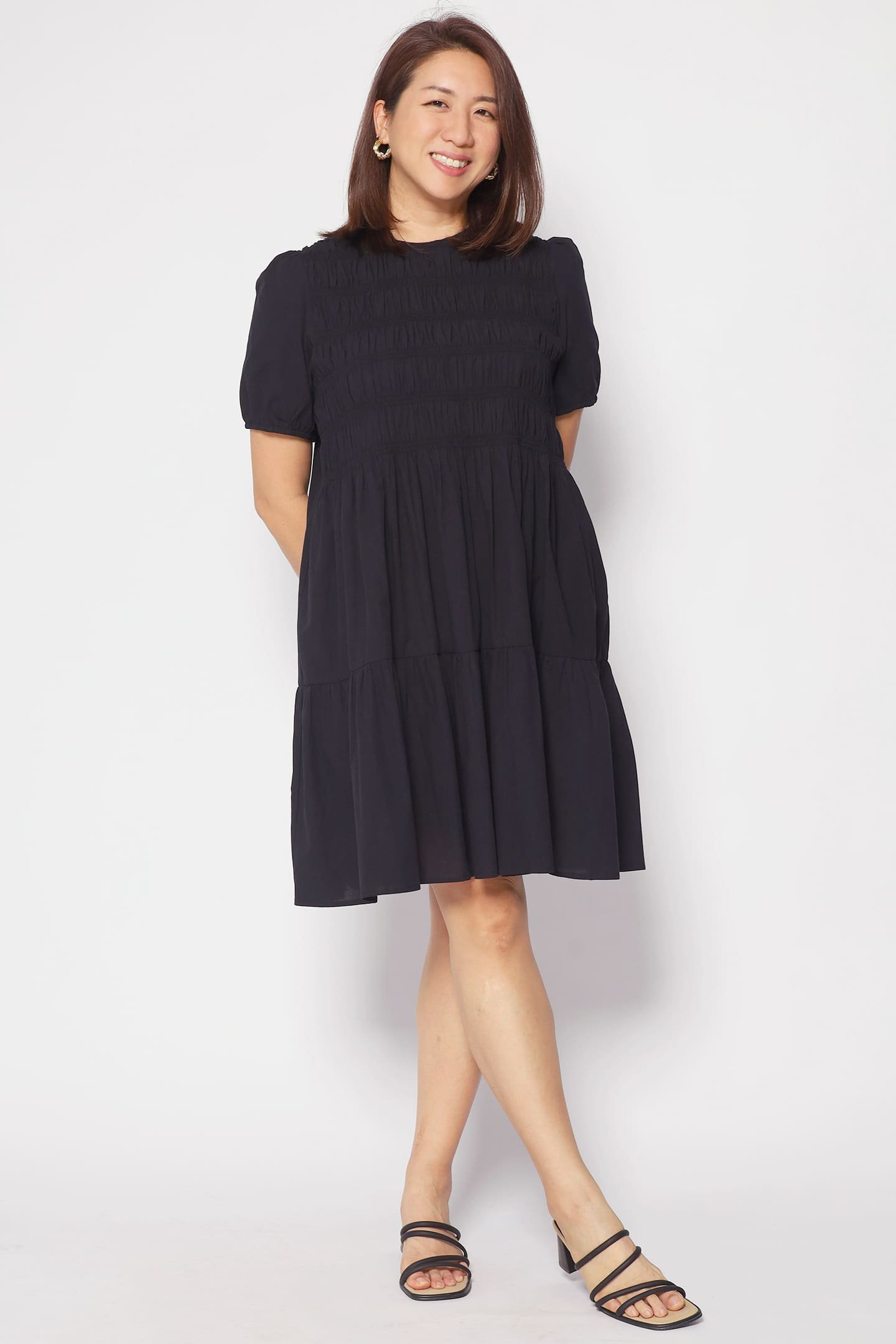 Sab Ruched Dress in Black - Image 1