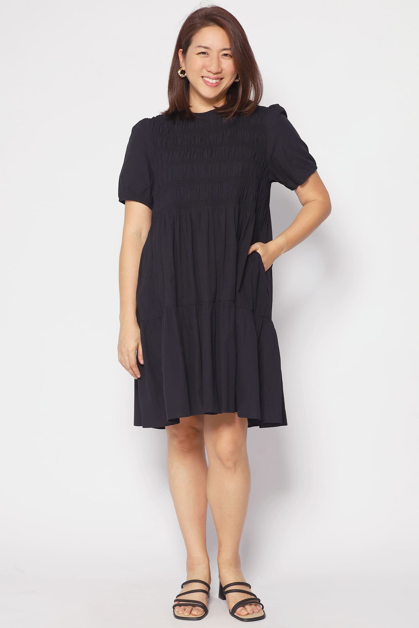 Sab Ruched Dress in Black - Image 3