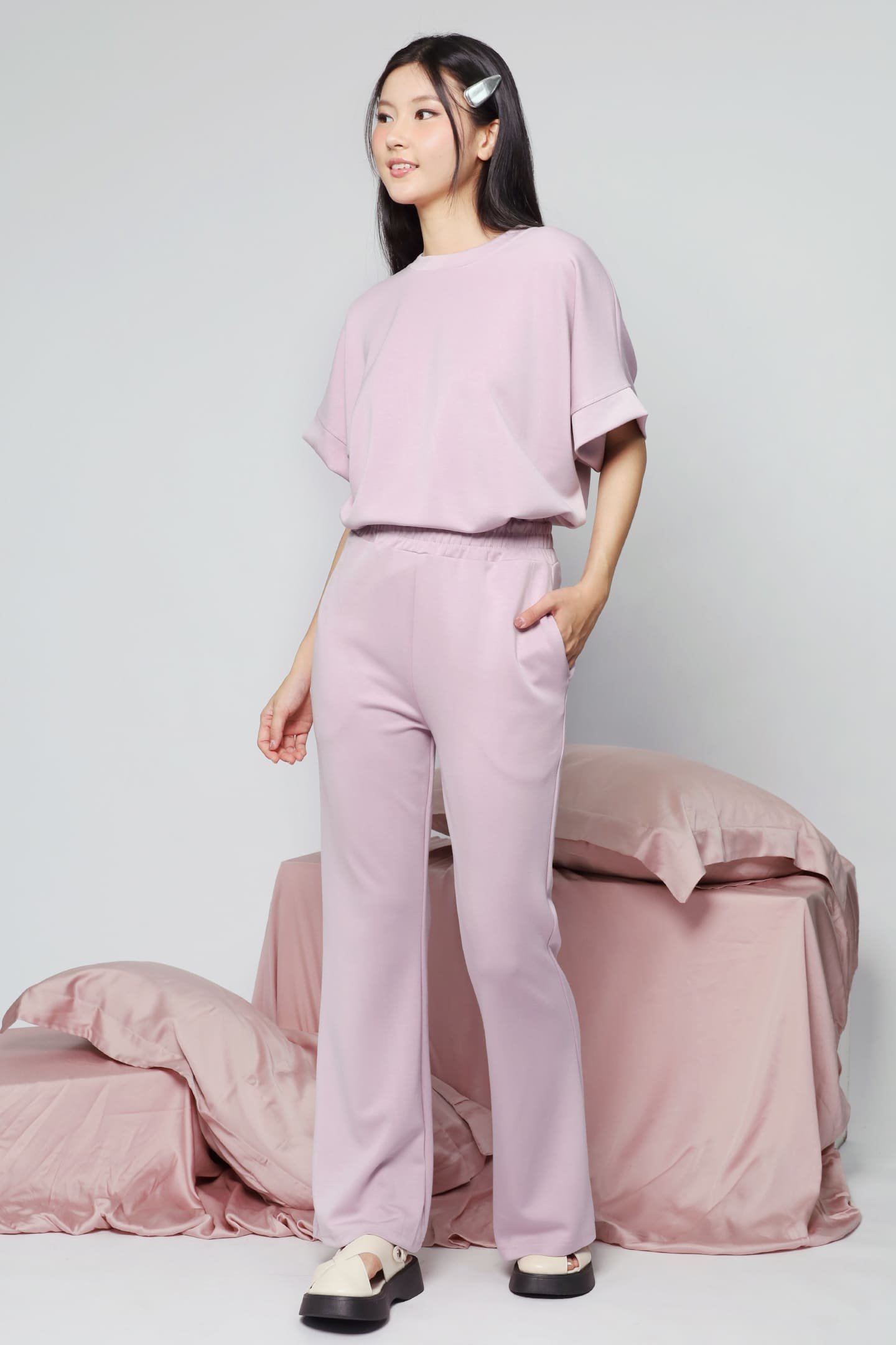 JOY - Saranghae 2 in 1 Top and Pants Set in Lilac Purple - Image 7