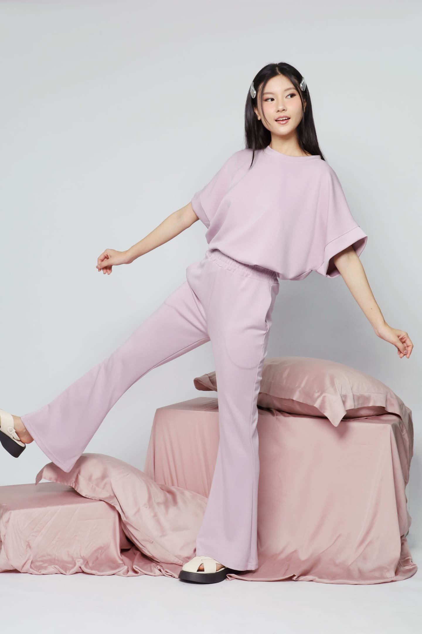 JOY - Saranghae 2 in 1 Top and Pants Set in Lilac Purple - Image 4